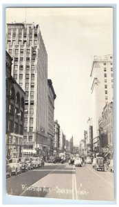 c1940's View Of Riverside Avenue Spokane Washington WA RPPC Photo Postcard