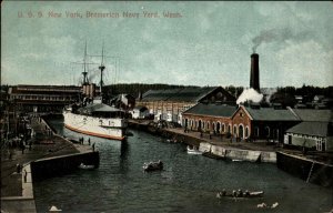 Bremerton Washington WA Navy Yards USS New York Ship c1910 Postcard