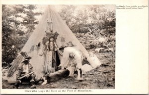 Postcard Hiawatha Lays the Deer at the Feet of Minnehaha Indian Tipi Tepee