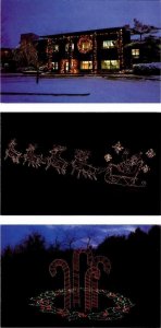 3~Postcards  Wheeling, WV West Virginia  OGLEBAY WILSON LODGE  Christmas Lights
