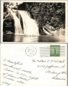 1942 RPPC VINTAGE REAL PHOTO POSTCARD TURNEY FALLS DAVID COUNTY OKLAHOMA