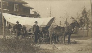 Pinehurst North Carolina NC Covered Wagon Horse Drawn Express Team c1910 RPPC