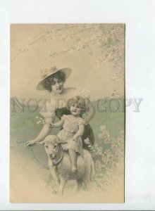 3177565 EASTER Lady Girl on Sheep by WICHERA Vintage Vienne 300