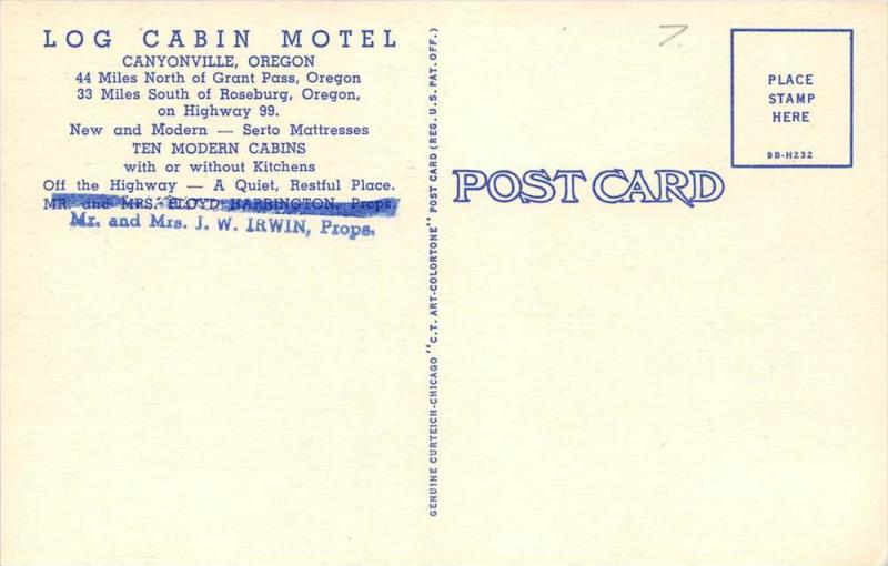 Oregon  Canyonville  Log Cabin Motel