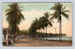 Causeway Edging Panama Bay Panama UNP DB Postcard L14