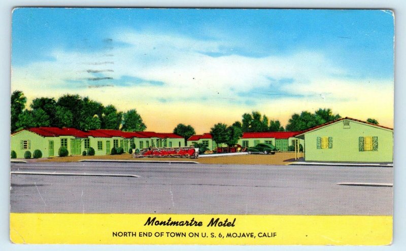 MOJAVE, CA California~MONTMARTRE MOTEL c1940s Car Kern County Roadside Postcard