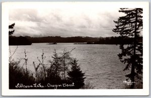 Vtg Oregon OR Coast Siltcoos Lake RPPC Real Photo Christian Postcard