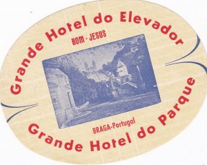 Portugal Praga Grande Hotel do Elevador and Parque Vintage Luggage Label sk2739