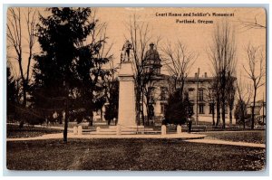 Portland Oregon OR Postcard Court House And Soldier's Monument View 1910 Antique