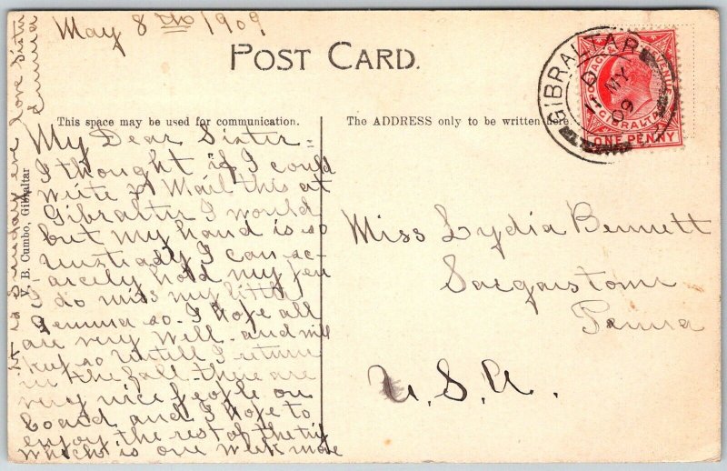 Gibraltar 1909 Postcard South Port Gates