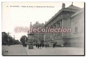 Old Postcard Le Havre courthouse and Boulevard de Strasbourg