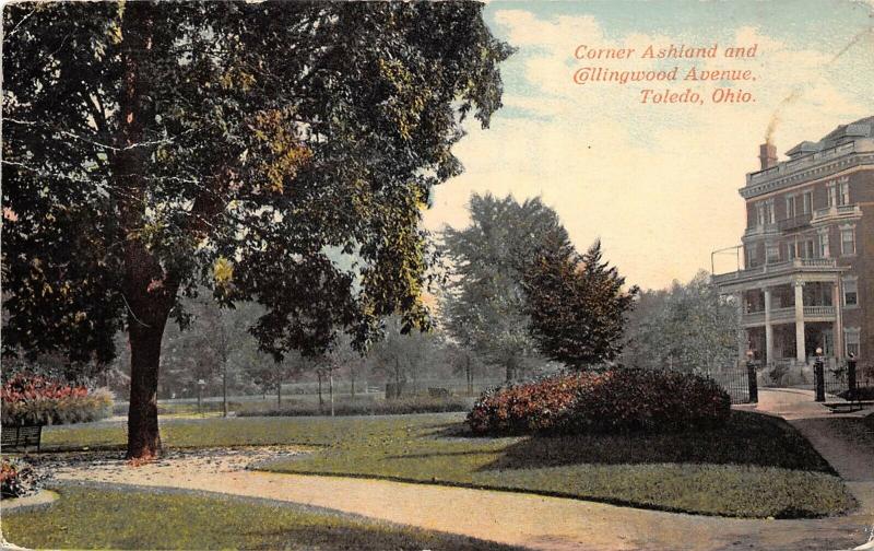 Toledo Ohio 1910 Postcard Corner Ashland and Collingwood Avenue