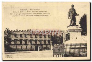 Old Postcard Avignon Place Crillon Palsis Statue and former Archbishop's Palace