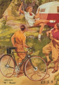 Hercules Bicycle M Racer Cycle Swing Poster Advertising Postcard