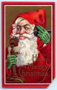 Santa Claus Christmas Postcard Telephone