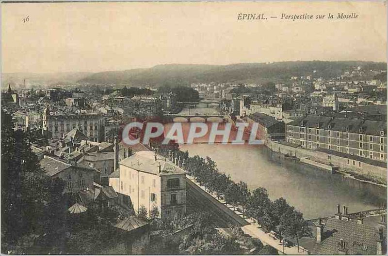 Old Postcard Perspective Epinal on the Moselle