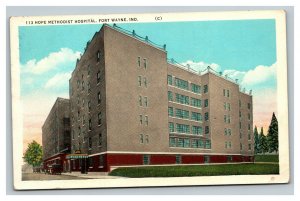 Vintage 1936 Postcard Antique Cars at Hope Methodist Hospital Fort Wayne Indiana