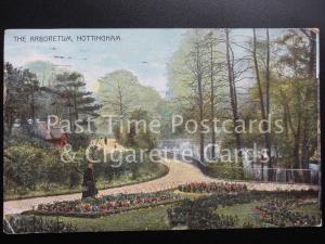 c1906 Nottingham: The Arboretum showing Lake and Flower Beds