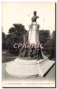 Old Postcard Saint Chamond The public garden and the statue of Carnot