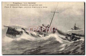 Old Postcard Boat War Torpedo La Fronde in heavy seas by squadron maneuver