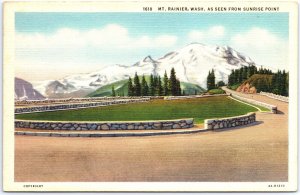 VINTAGE POSTCARD VIEW OF MOUNT RAINIER AS SEEN FROM SUNRISE POINT WASHINGTON