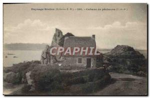 Old Postcard Folklore Landscape Breton fishermen hut