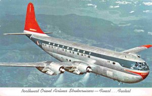 Northwest Orient Airlines Stratocruiser Plane 1950s postcard