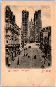 Eglise Collegiale de Ste. Gudele Bruxelles Belgium Street View & Bldgs. Postcard