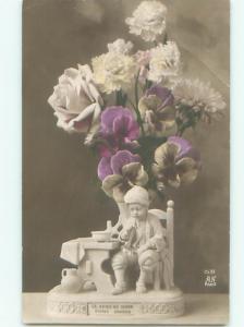 tinted rppc c1910 BEAUTIFUL FLOWERS AC9185