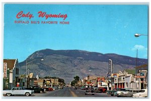 c1960 Sheridan Street Rattlesnake Mountain Cody Wyoming Vintage Antique Postcard