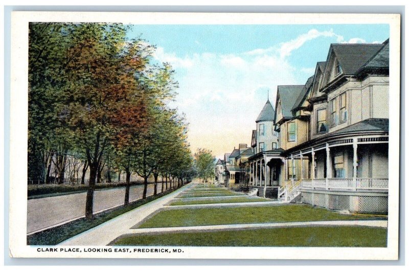 Frederick Maryland Postcard Clark Place Looking East Road c1920 Vintage Antique