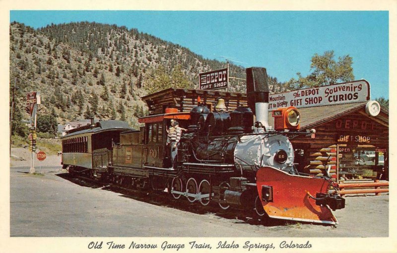 Old Time Narrow Gauge Train, Idaho Springs, CO Railroad c1960s Vintage Postcard