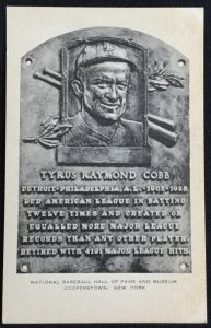 Unused Postcard Tyrus Raymond Cobb National Baseball Hall of Fame NY LB