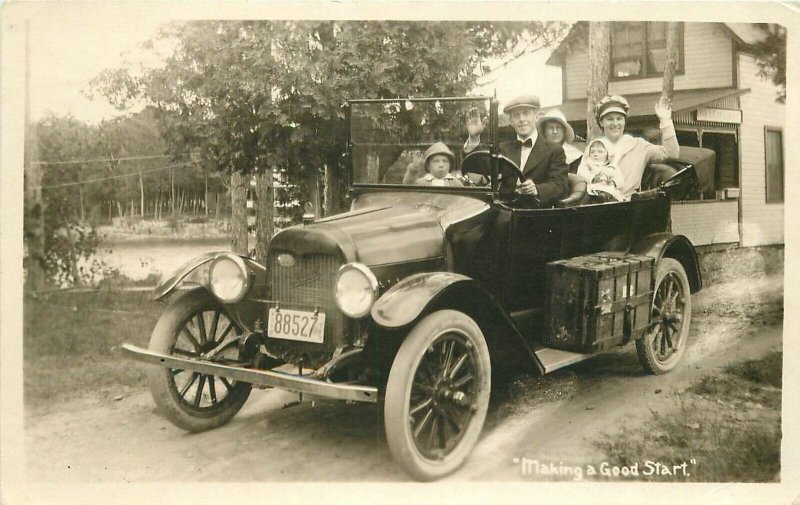 Postcard RPPC Photo  Vermont Ferrisburg North 1916 Pastor Religion Auto 23-416