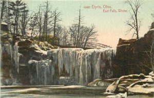 Hand-Colored Postcard; Elyria OH East Falls Winter Icicles, Lorain Co. Unposted