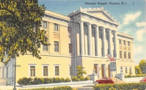 Trenton, NJ New Jersey   MASONIC TEMPLE Fraternal Order  ca1940's Linen Postcard