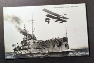 Mint Germany Aviation Ship RPPC Postcard Aircraft Navy Battleship Nordsee