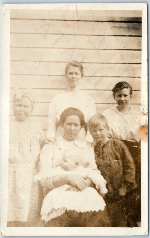 c1910s Cute Mother Children Outdoors RPPC Baby Boys, Girls Lady Woman Photo A213