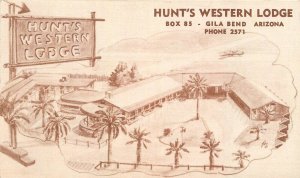 Postcard Arizona Gila Bend Hunt's Western Lodge Brush Palette 23-2335 