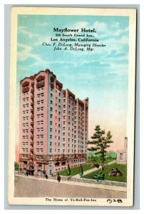 Vintage 1928 Postcard Mayflower Hotel South Grand Los Angeles California