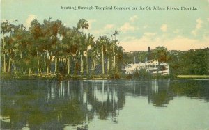 Boating Tropical St John's River Florida C-1910 Postcard Drew 20-2294