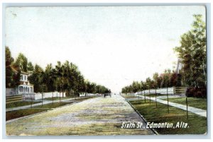 c1910 Sixth Street Edmonton Alberta Canada Unposted Antique Postcard