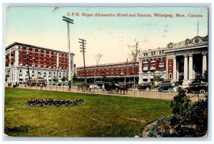 1913 CPR Royal Alexandra Hotel and Station Winnipeg Manitoba Canada Postcard