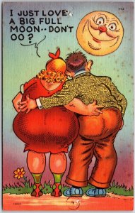 Big Butts I Just Love A Big Full Moon, Don't You? Comic Card Postcard