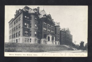 DES MOINES IOWA MERCY HOSPITAL VINTAGE POSTCARD 1908