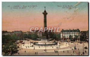 Old Postcard Paris Square Basille and July Column