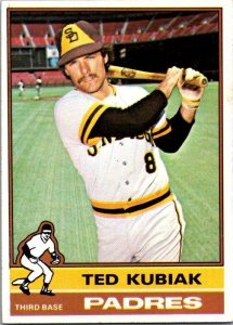 1976 Topps Football Card Ted Kubiak San Diego Padres sk13492