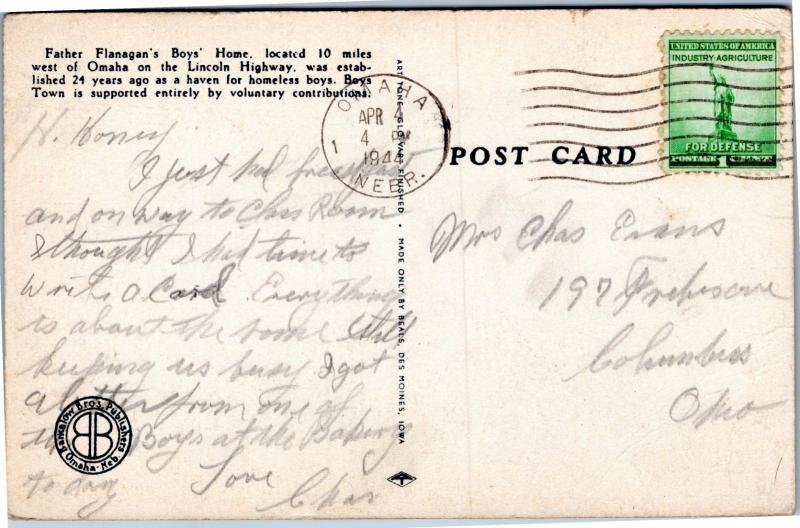 postcard NE - Father Flanagan Boys Home, Boys Town (#P2499)