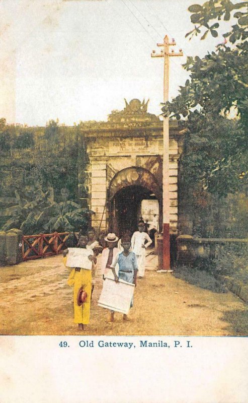 OLD GATEWAY MANILA PHILIPPINES ISLANDS POSTCARD (c. 1910)