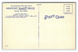 Meadows Rexall Drugs Deming New Mexico Postcard Coffee Shop Southwest's Finest